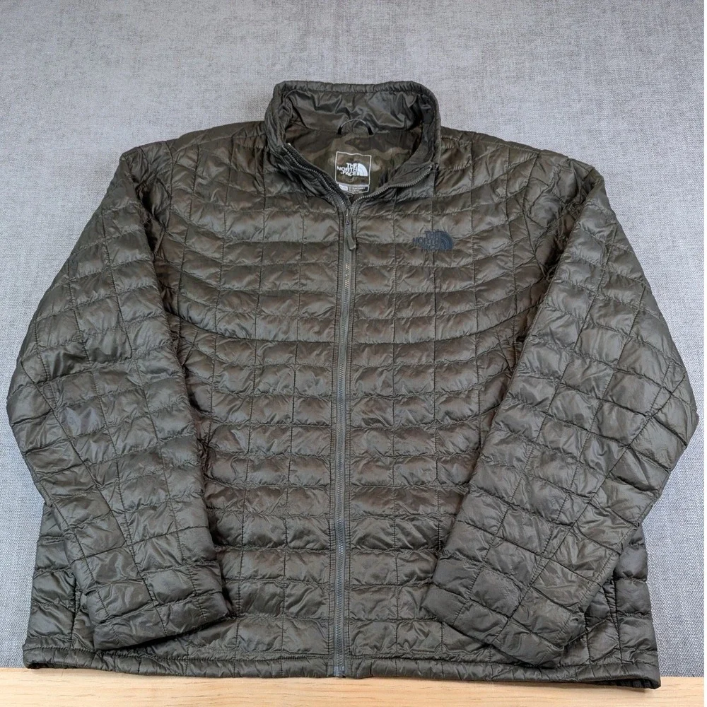 The North Face Jacket Mens XXL Olive Green ThermoBall Quilted Full Zip Puffer